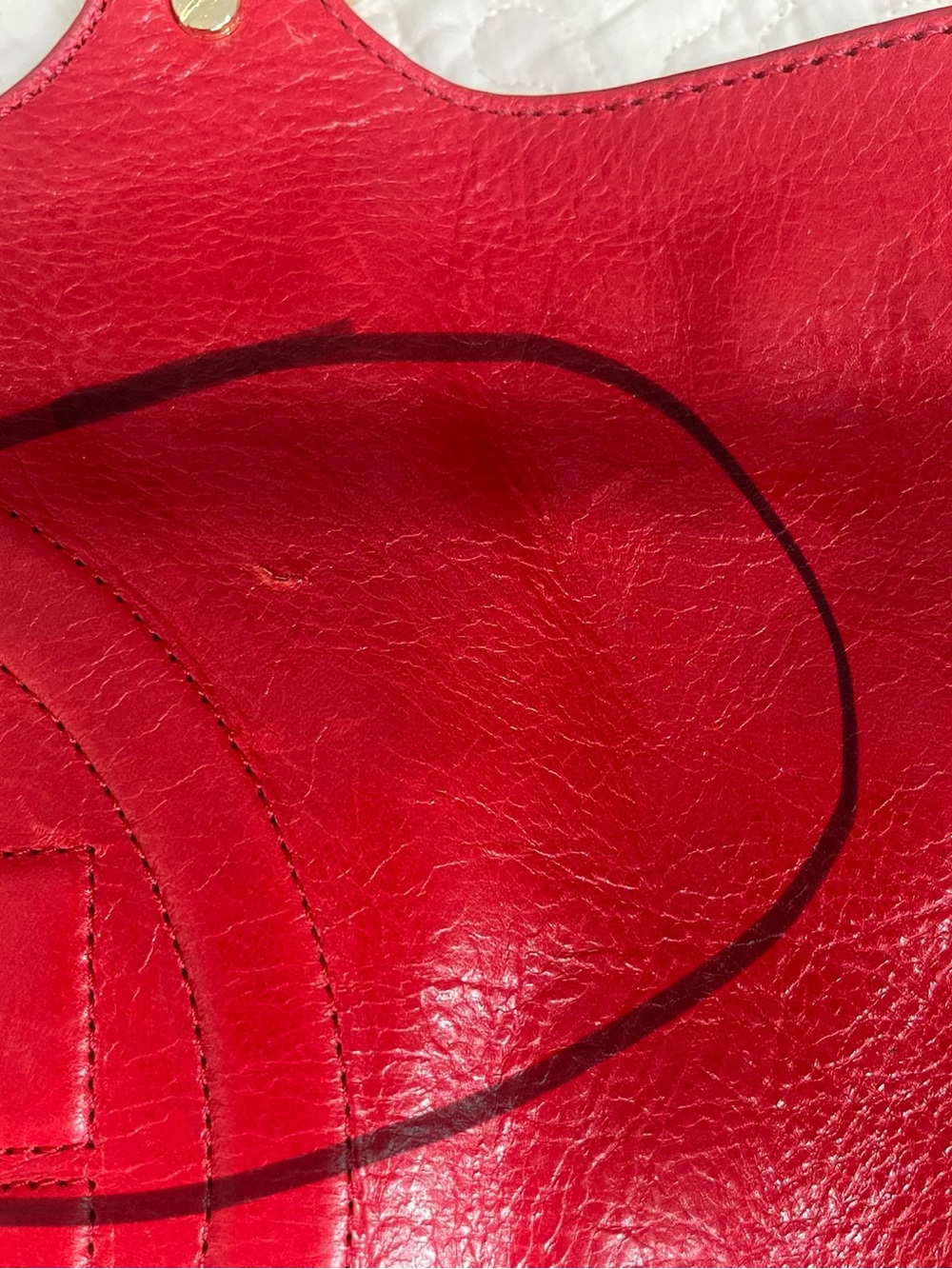 Tory Burch Ella Red Leather Large Logo Tote Bag - Picture 5 of 14